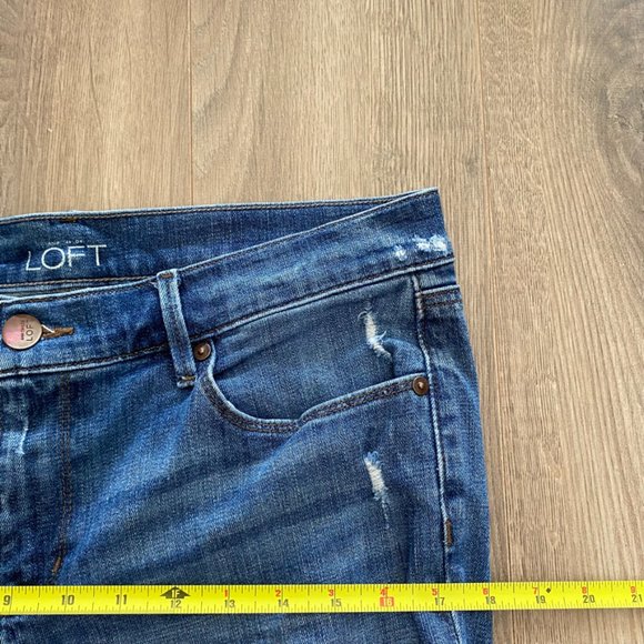 LOFT Blue Distressed "Relaxed Skinny" Jeans - Picture 8 of 14